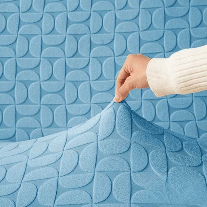 Blue 3D Leaf Jacquard Sofa Cover Great Happy IN 