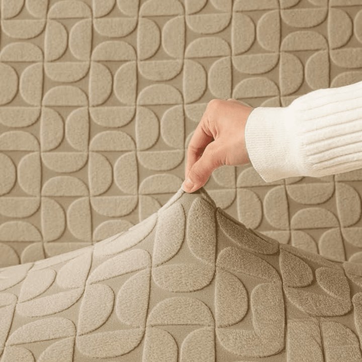Camel 3D Leaf Jacquard Sofa Cover Great Happy IN 