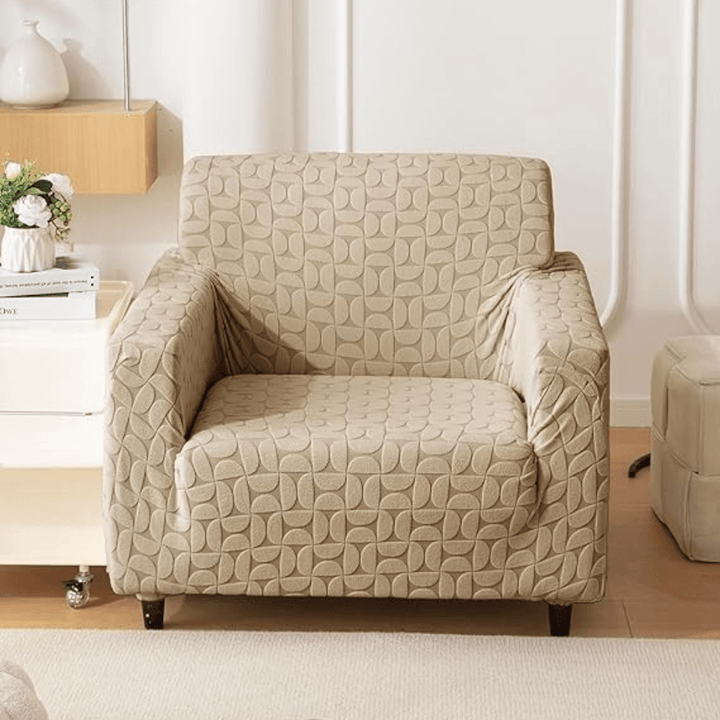 Camel 3D Leaf Jacquard Sofa Cover Great Happy IN 
