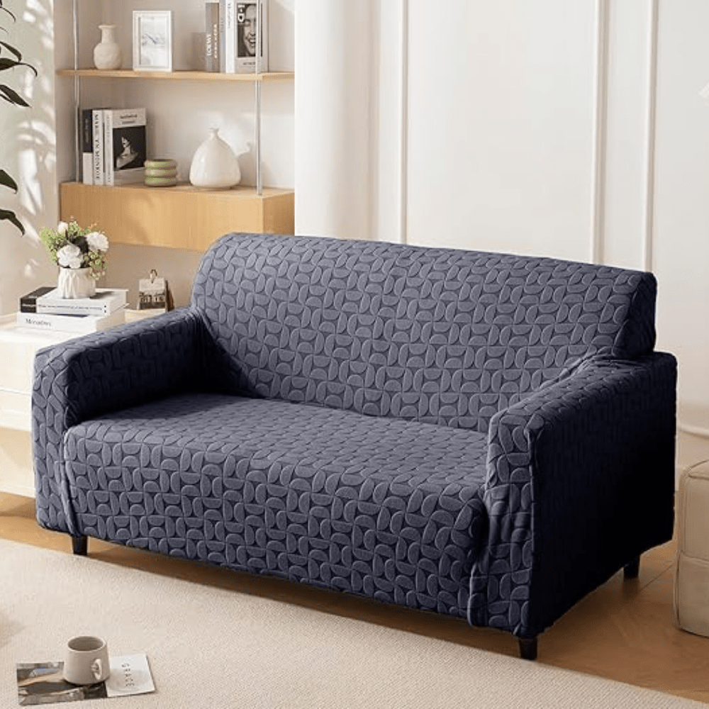 Charcoal 3D Leaf Jacquard Sofa Cover Great Happy IN 