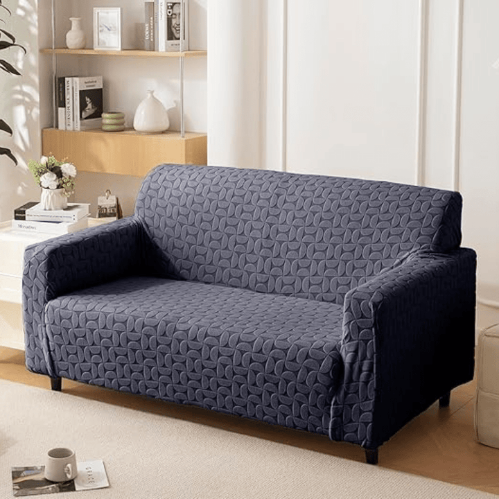 Charcoal 3D Leaf Jacquard Sofa Cover Great Happy IN 
