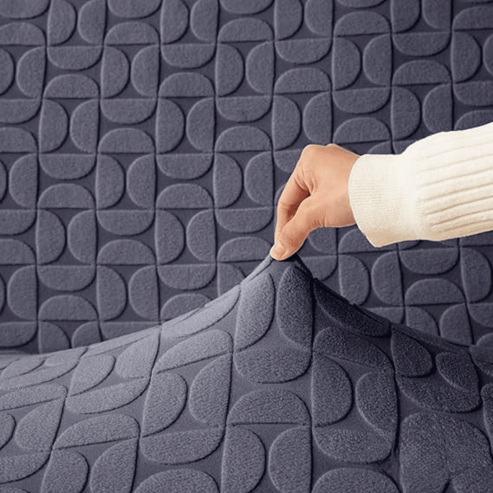 Charcoal 3D Leaf Jacquard Sofa Cover Great Happy IN 