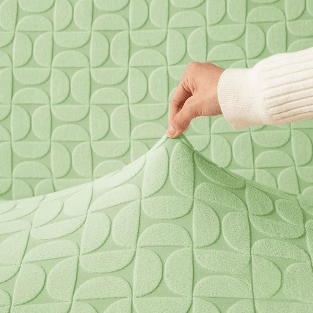 Green 3D Leaf Jacquard Sofa Cover Great Happy IN 
