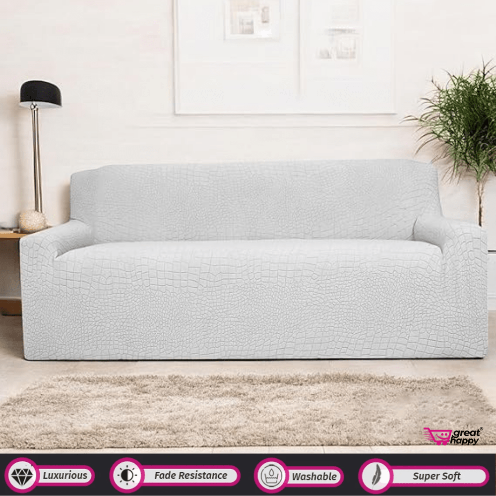 Crocodile Fabric Jacquard Sofa Cover Great Happy IN Smoke 3 Seater 