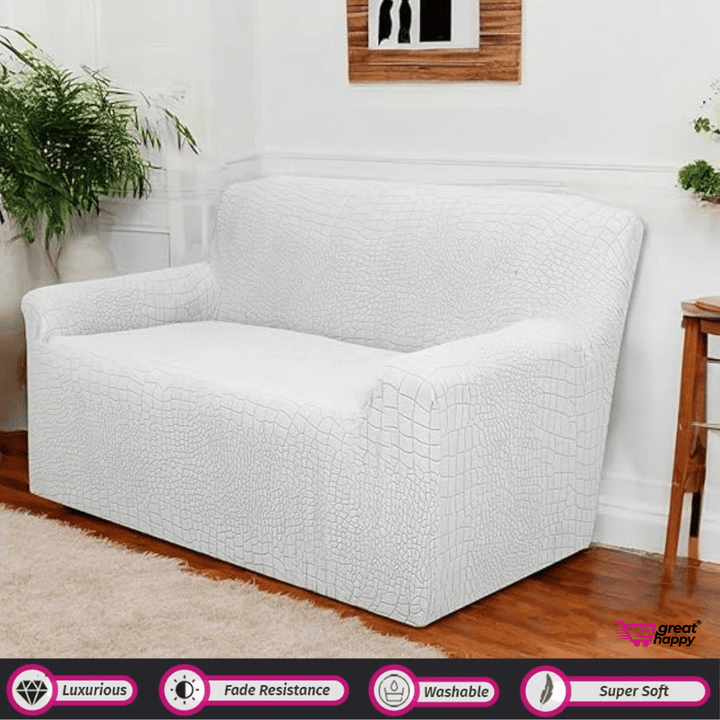 Crocodile Fabric Jacquard Sofa Cover Great Happy IN Smoke 1 Seater 