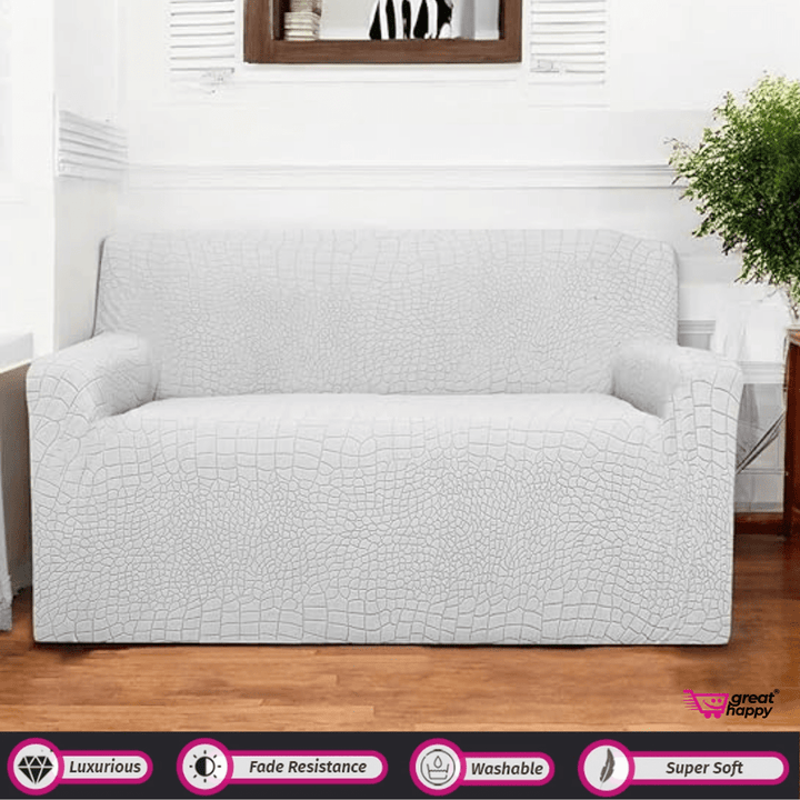 Crocodile Fabric Jacquard Sofa Cover Great Happy IN Smoke 2 Seater 