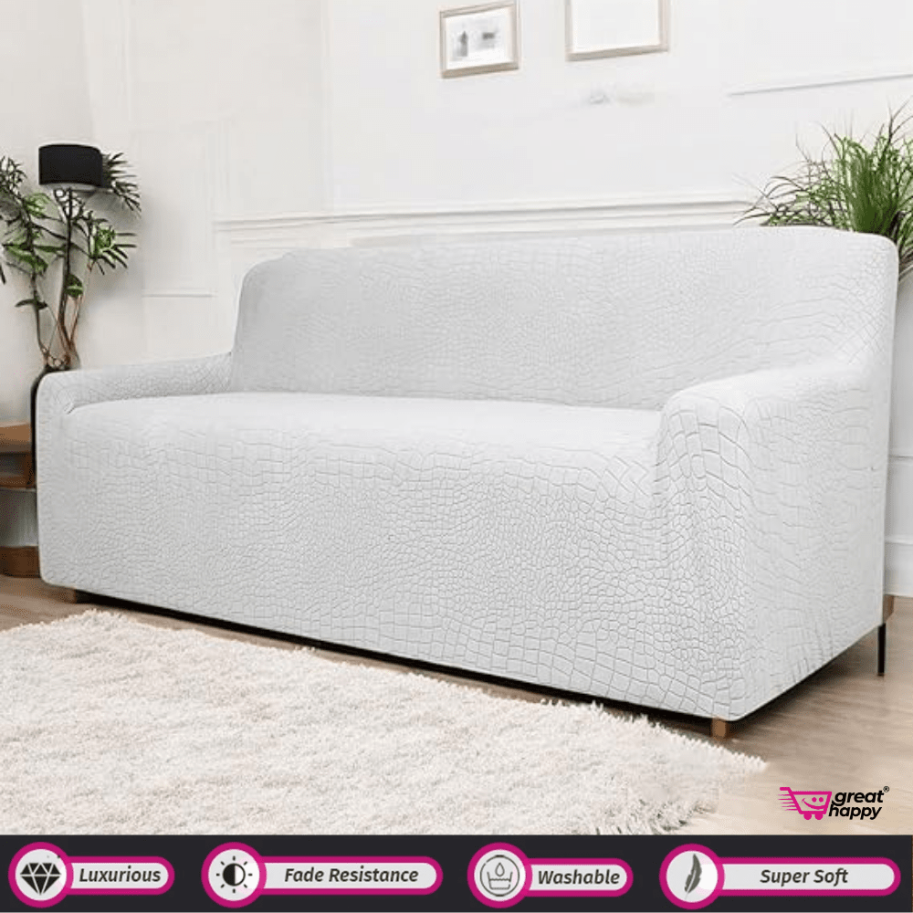 Crocodile Fabric Jacquard Sofa Cover Great Happy IN Smoke 4 Seater 