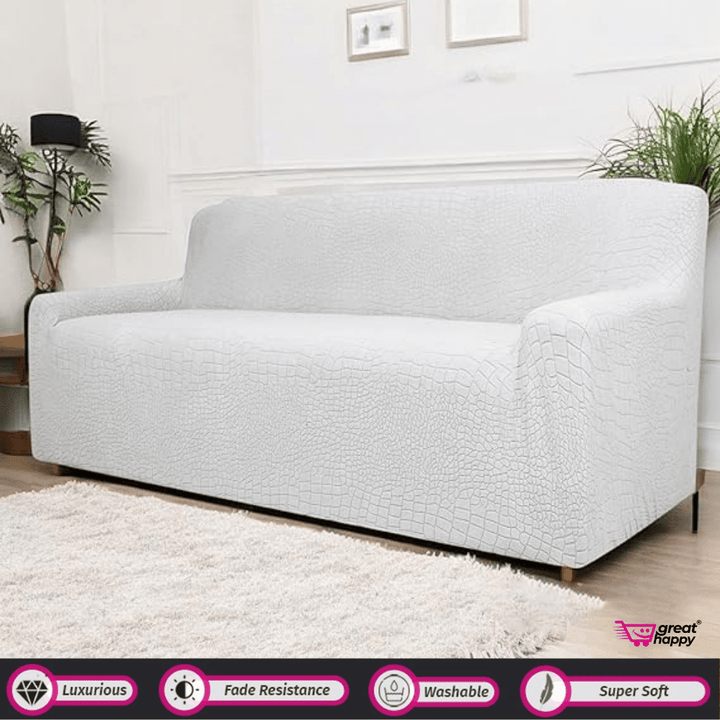 Crocodile Fabric Jacquard Sofa Cover Great Happy IN Smoke 4 Seater 