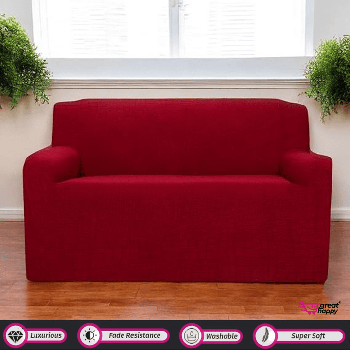 Crocodile Fabric Jacquard Sofa Cover Great Happy IN Wine 2 Seater 