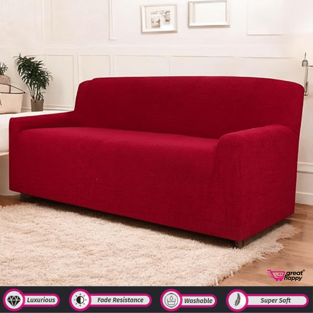 Crocodile Fabric Jacquard Sofa Cover Great Happy IN Wine 4 Seater 