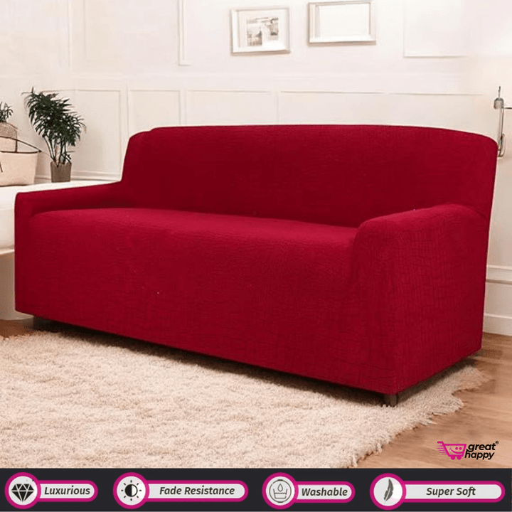 Crocodile Fabric Jacquard Sofa Cover Great Happy IN Wine 4 Seater 
