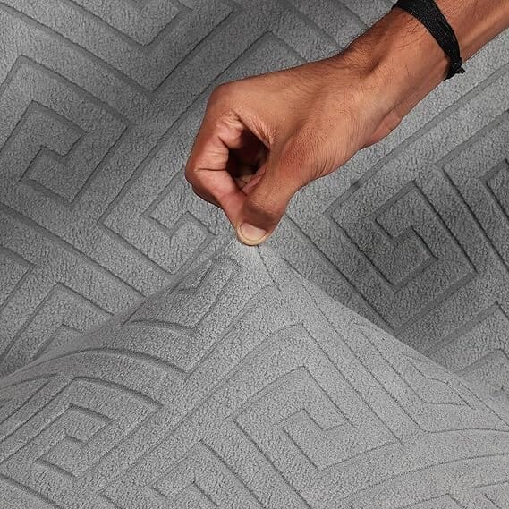 Charcoal Greek Key Pattern Jacquard Sofa Cover Great Happy IN 
