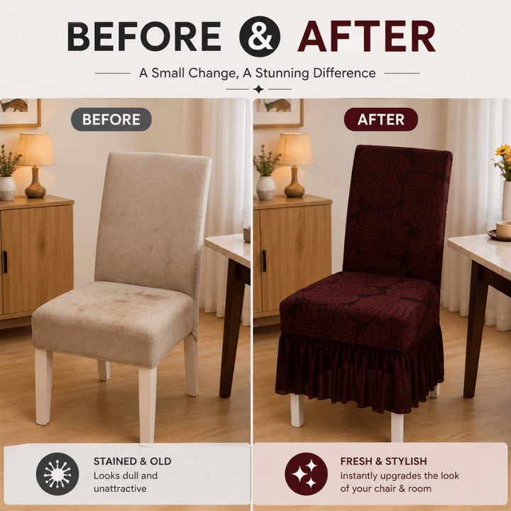 Jacquard Frill Chair Cover — Stretchable, Elastic Fit for Dining Chairs jacquard chair cover Great Happy IN 