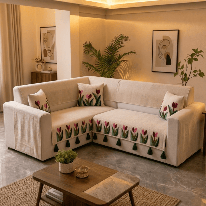 Jute Cotton Sofa Cover jute sofa cover Great Happy IN 