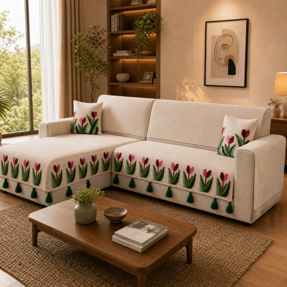 Jute Cotton Sofa Cover jute sofa cover Great Happy IN 