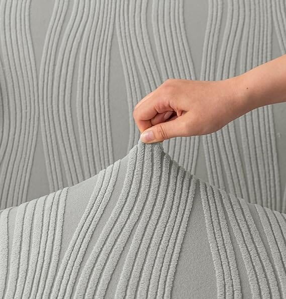 Light Grey Crizzle Pattern Jacquard Sofa Cover Great Happy IN 