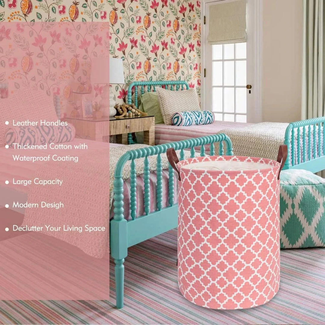 Collapsible Laundry Basket with Leather Handles Great Happy IN 