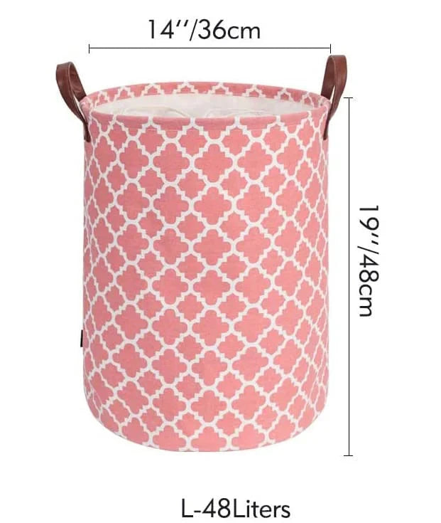 Collapsible Laundry Basket with Leather Handles Great Happy IN 