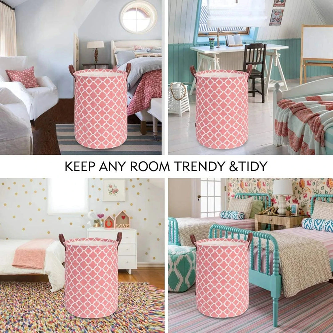 Collapsible Laundry Basket with Leather Handles Great Happy IN 