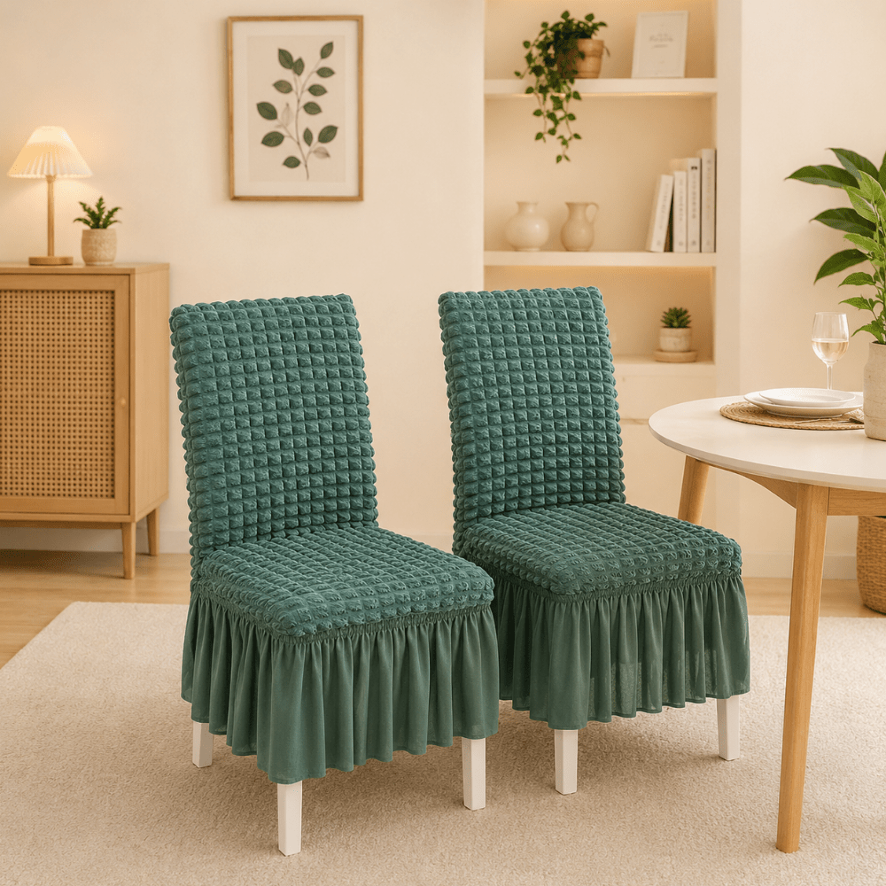 Pista Bubble Frill Chair Cover- Stretchable & Elastic Fitted Great Happy IN 