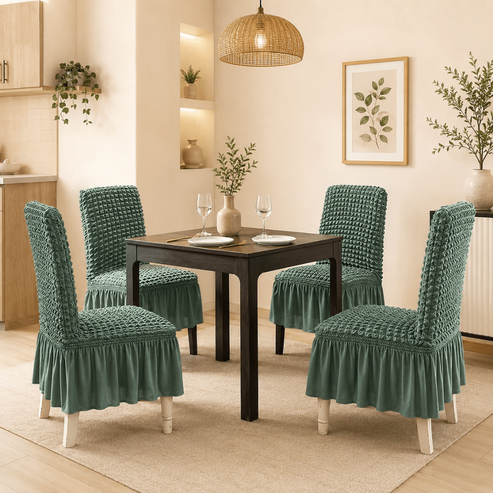 Pista Bubble Frill Chair Cover- Stretchable & Elastic Fitted Great Happy IN 4 PCS - ₹1799 