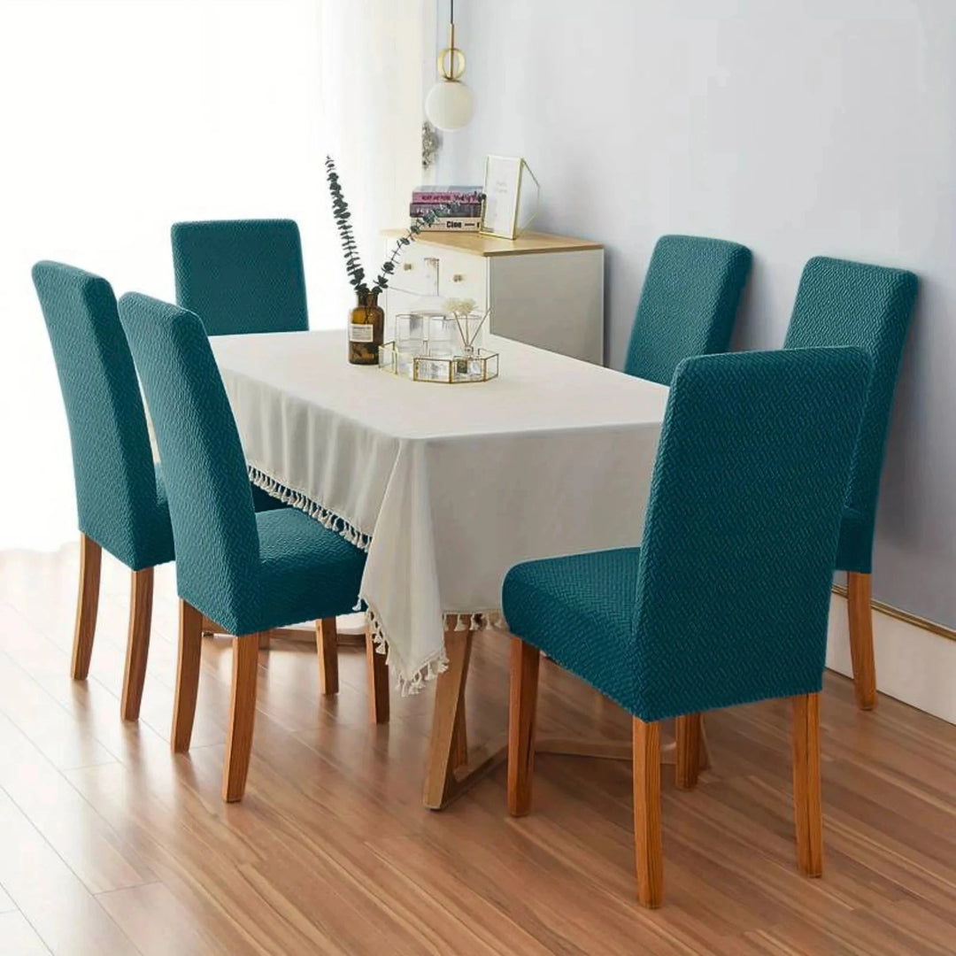 Teal Polar Fleece Premium Chair Cover - Stretchable & Elastic Fitted Great Happy IN 4 PCS - ₹1799 