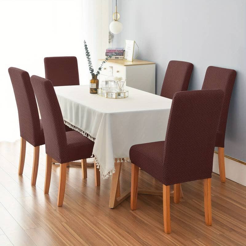 Dark Brown Polar Fleece Premium Chair Cover - Stretchable & Elastic Fitted Great Happy IN 4 PCS - ₹1799 