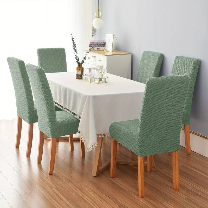 Pastel Green Polar Fleece Premium Chair Cover - Stretchable & Elastic Fitted Great Happy IN 4 PCS - ₹1799 
