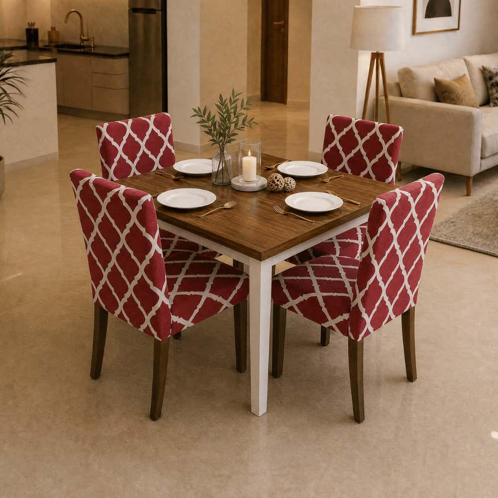 Premium Chair Cover - Stretchable & Elastic Fitted Great Happy IN Maroon Diamond 4 PCS (₹325 per pcs) 