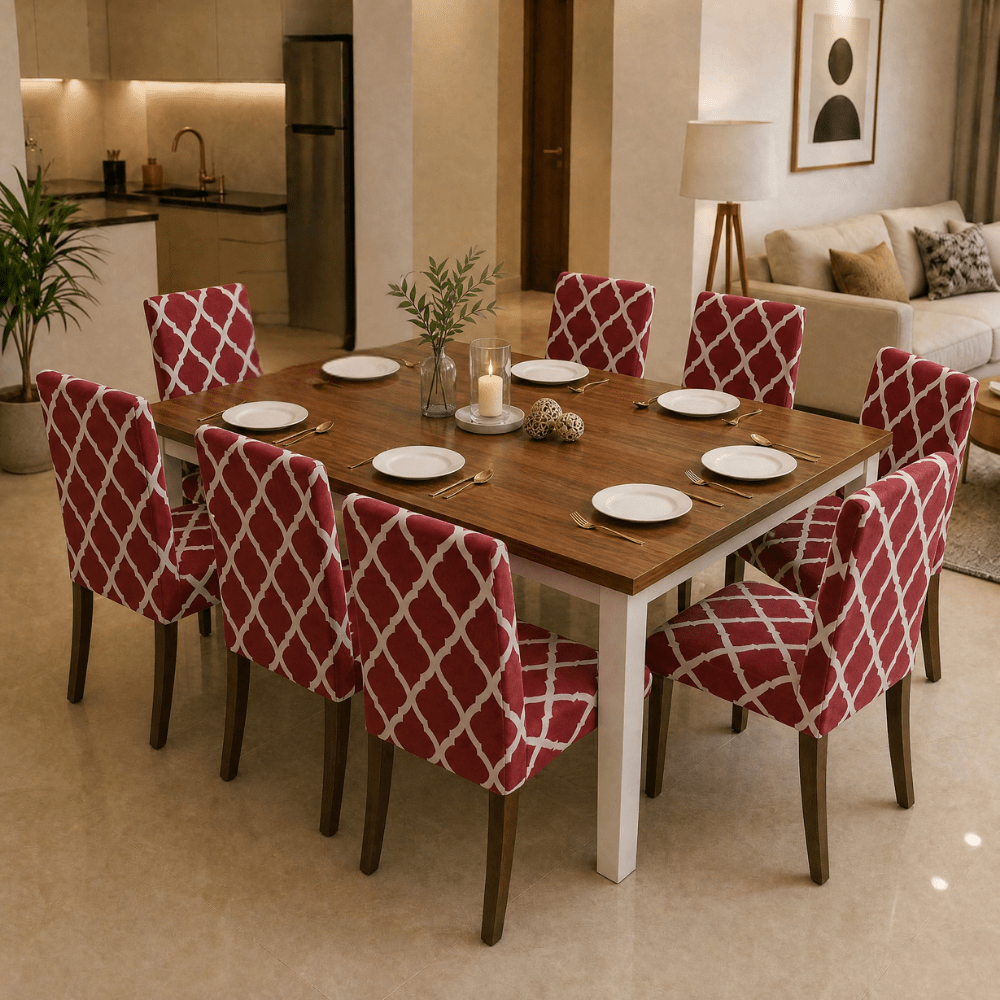 Maroon Diamond Premium Chair Cover - Stretchable & Elastic Fitted Great Happy IN 8 PCS - ₹2099 