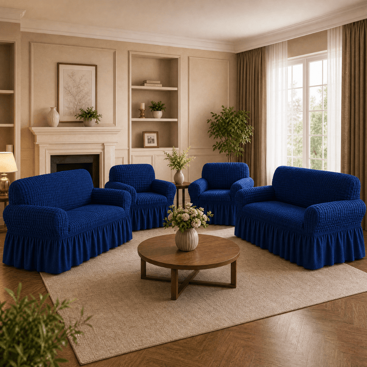 Bubble Frill Sofa Cover bubble frill sofa cover Great Happy IN Navy Bubblefrill 2+1+1+2 Seater 