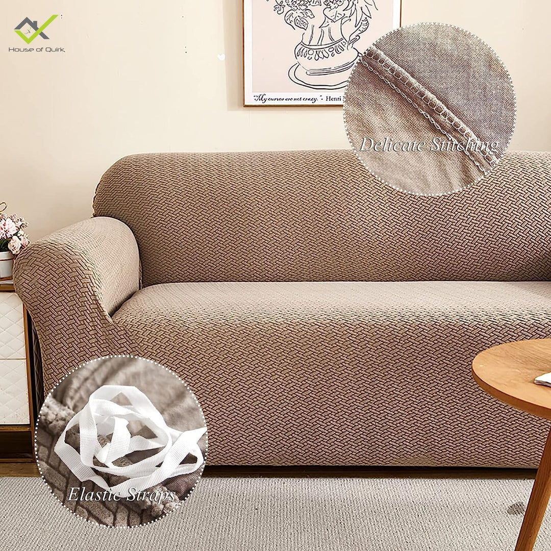Khaki Polar Fleece Sofa Cover Great Happy IN 