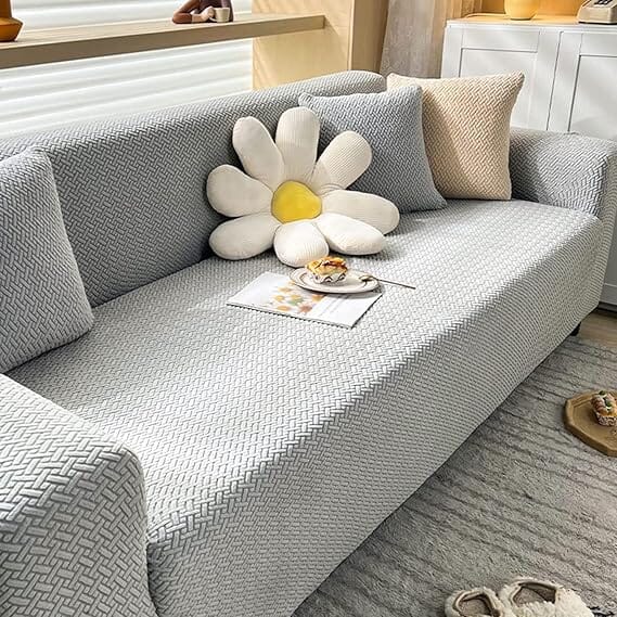 Light Grey Polar Fleece Sofa Cover Great Happy IN 