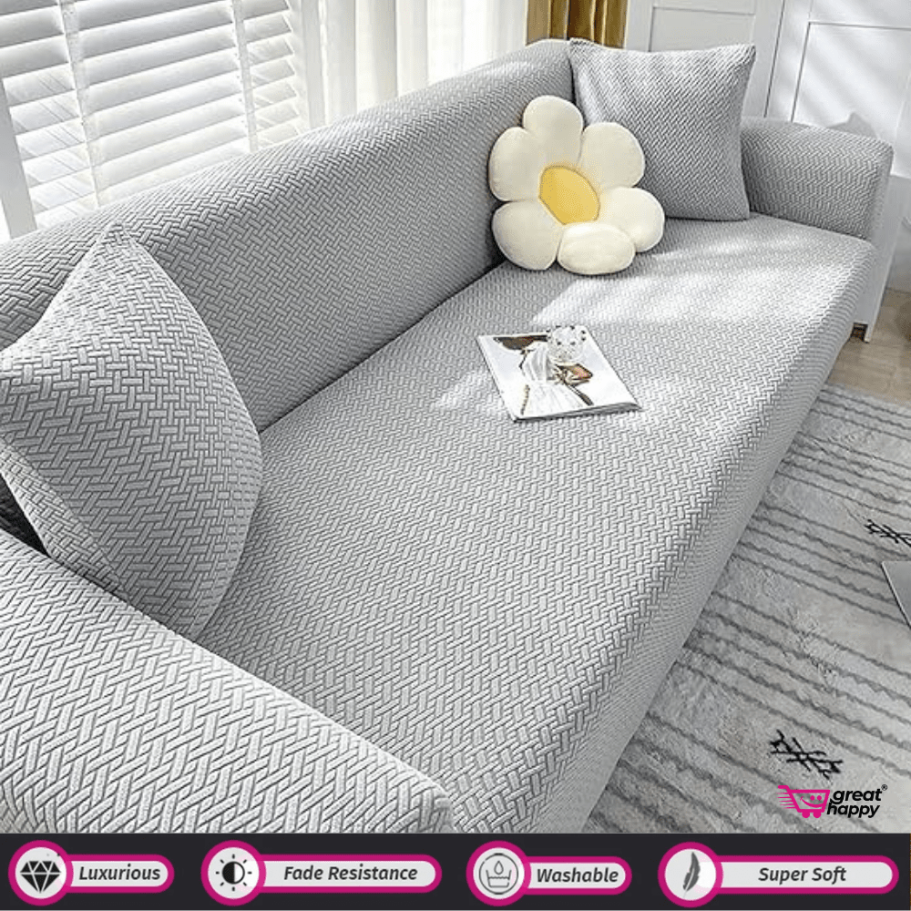 Polar Fleece Sofa Cover Great Happy IN PF Light Grey Sofa Cover 1 Seater 