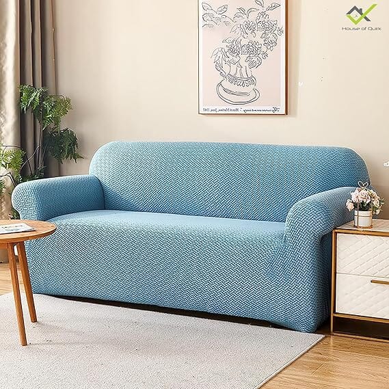 Blue Polar Fleece Sofa Cover Great Happy IN 
