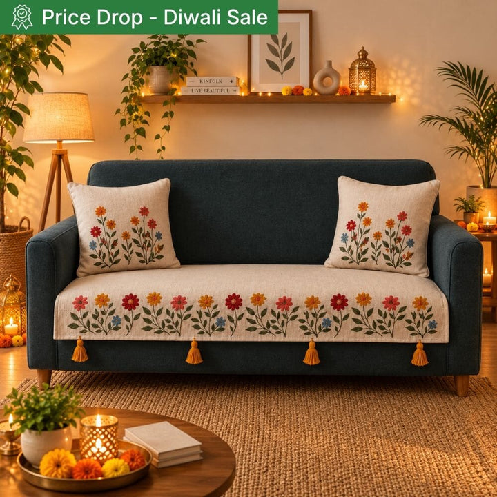 Jute Look Cotton Sofa Cover jute sofa cover Great Happy IN 