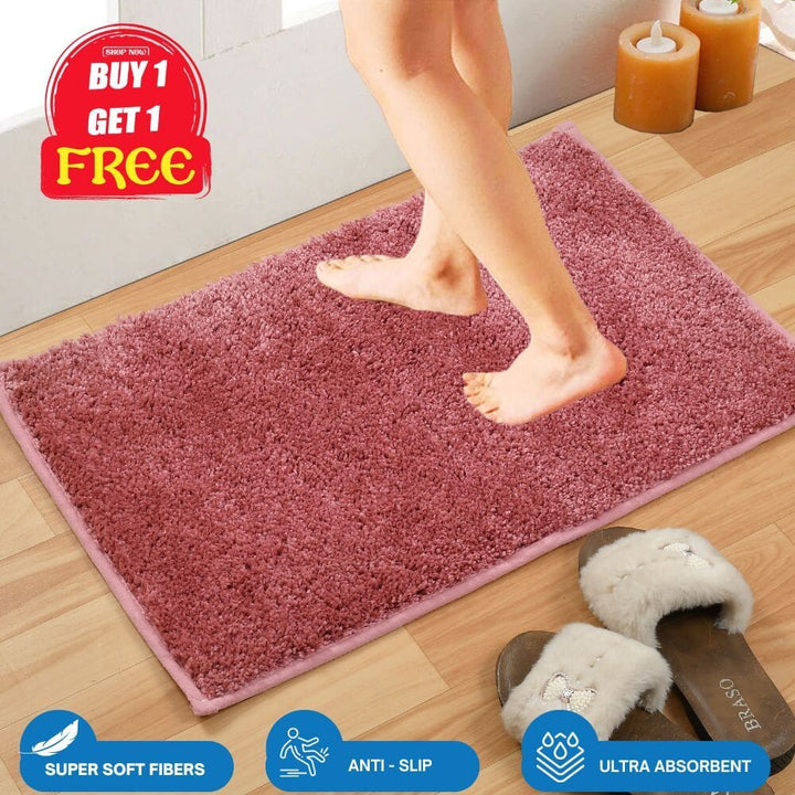 Multipurpose Super Absorbent - Anti Slip Premium Mat (BUY 1 GET 1 FREE) Great Happy IN 60 x 40 CM (Total 2pcs) - ₹849 Pink 