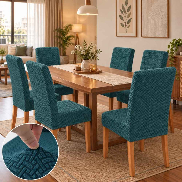 Polar Fleece Premium Chair Cover - Stretchable & Elastic Fitted polar fleece chair cover Great Happy IN Polar Fleece Teal Pack of 4 