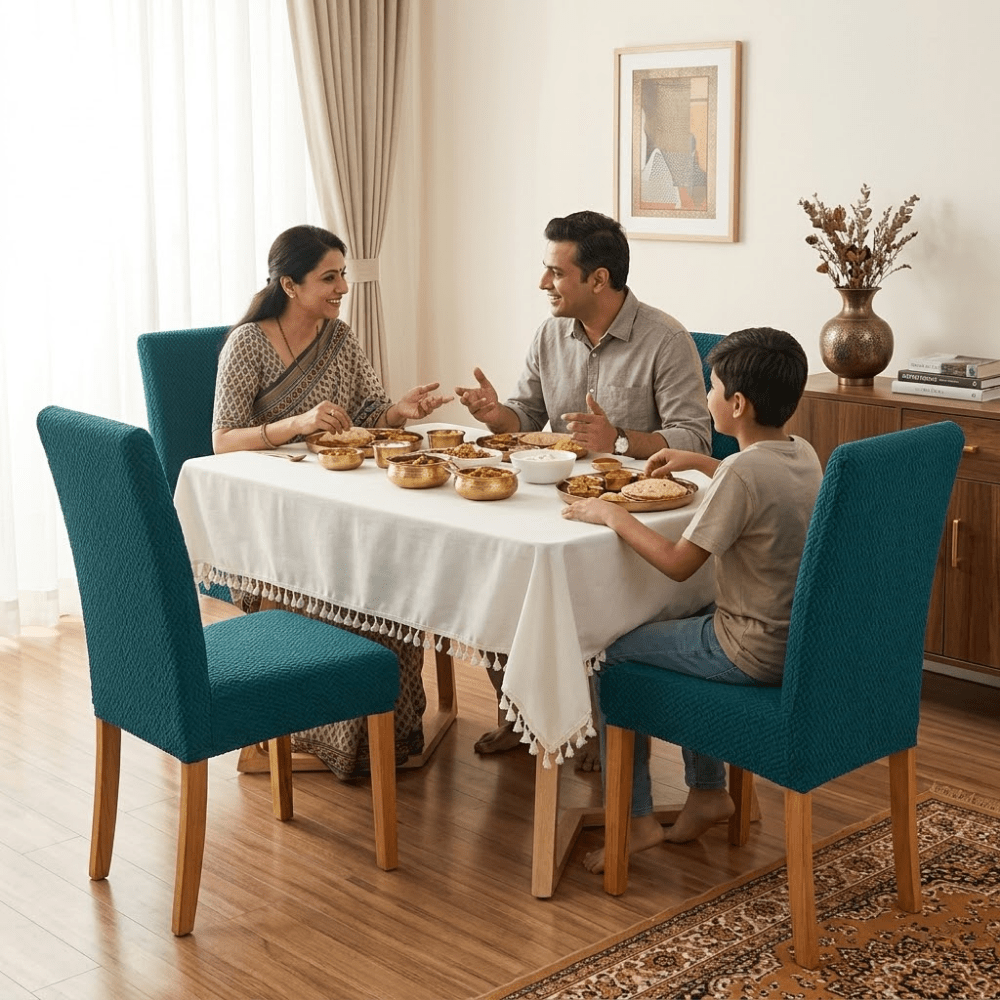 Teal Polar Fleece Premium Chair Cover - Stretchable & Elastic Fitted polar fleece chair cover Great Happy IN 