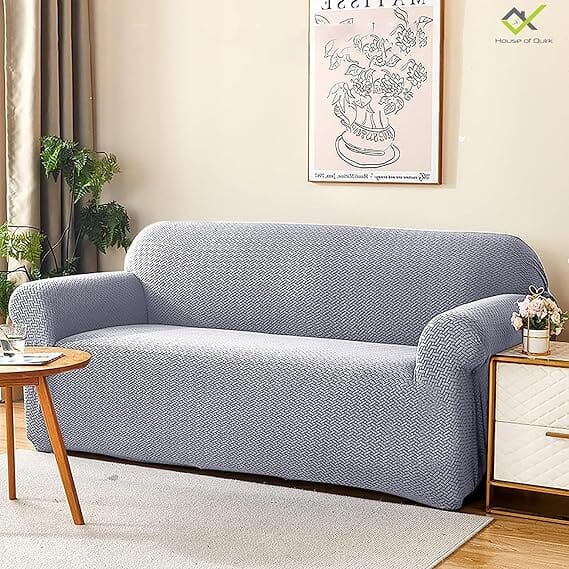 Steel Blue Polar Fleece Sofa Cover Great Happy IN 