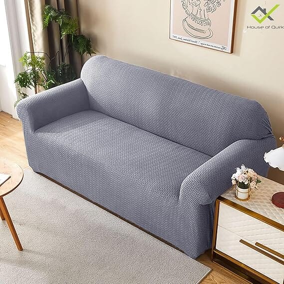 Steel Blue Polar Fleece Sofa Cover Great Happy IN 