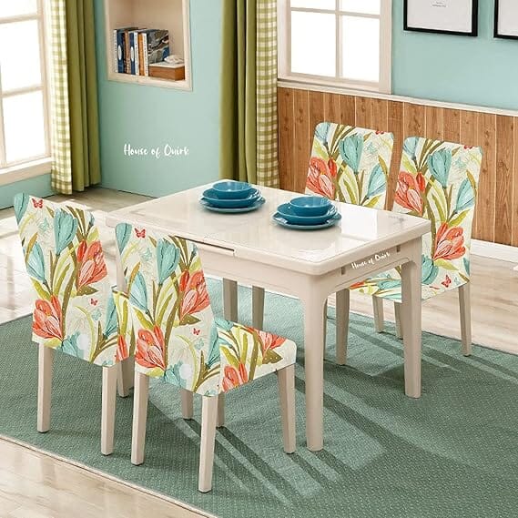Premium Chair Cover - Stretchable & Elastic Fitted Great Happy IN Poppy 4 PCS - ₹1299 