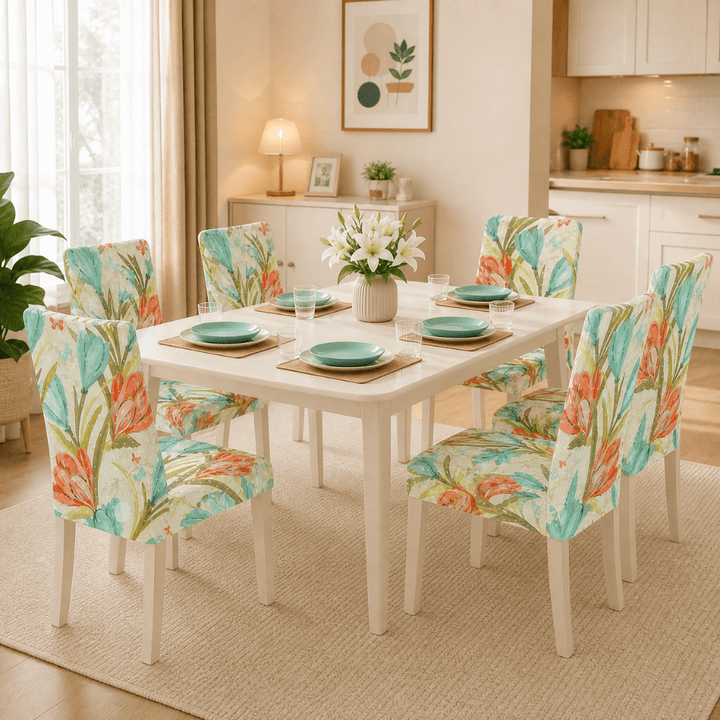 Premium Chair Cover - Stretchable & Elastic Fitted Great Happy IN Poppy 6 PCS (₹285 per pcs) 