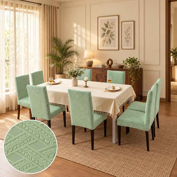 Heritage Jacquard Chair Cover- Stretchable & Elastic Fitted jacquard chair cover Great Happy IN Heritage Green 4 PCS (₹450 per pcs) 