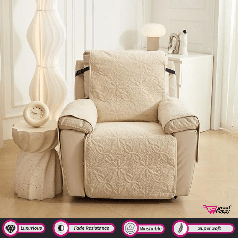 Quilted Sofa Cover Great Happy IN Aura Beige 1 Seater 