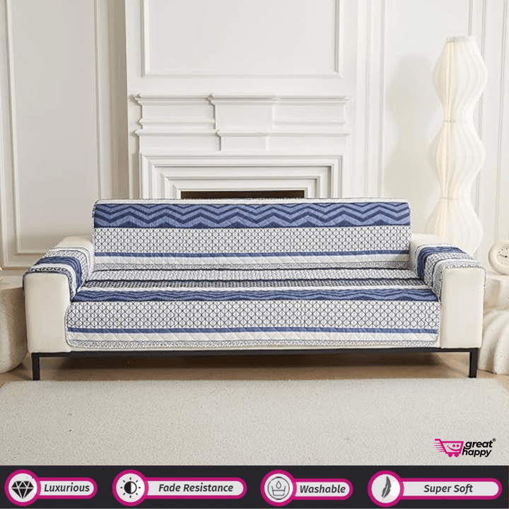 Quilted Sofa Cover Great Happy IN Boho Navy 1 Seater 