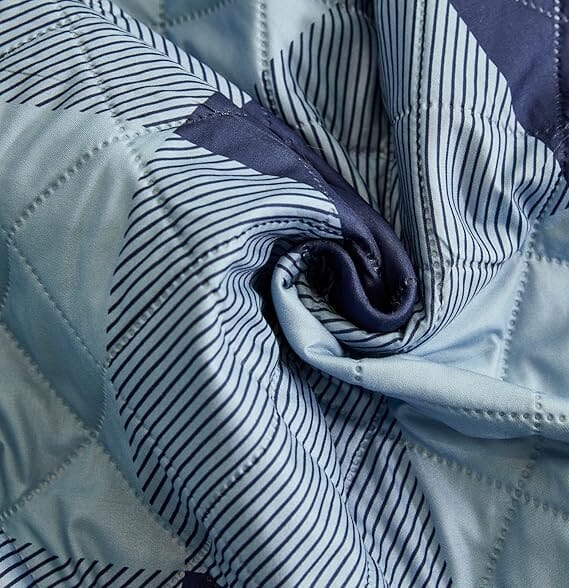 Check Blue Quilted Sofa Cover Great Happy IN 