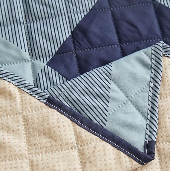 Check Blue Quilted Sofa Cover Great Happy IN 