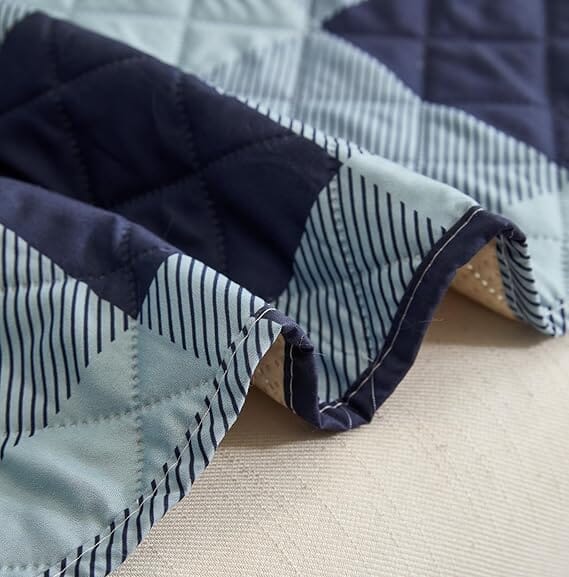 Check Blue Quilted Sofa Cover Great Happy IN 