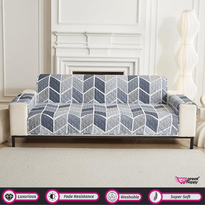 Quilted Sofa Cover Great Happy IN Octa Grey 1 Seater 